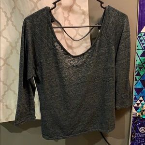 Open back grey athletic top